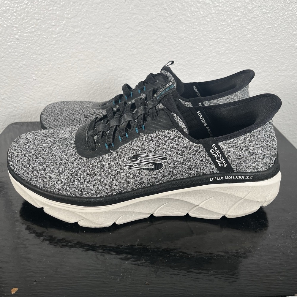 Skechers Mens Size 11 Gray White Relaxed Fit D'Lux Walker 2.0 Steadyway